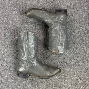 Vintage Nocona Western Grey Leather Riding Rodeo Cowgirl Boots Womens Size 7.5 D